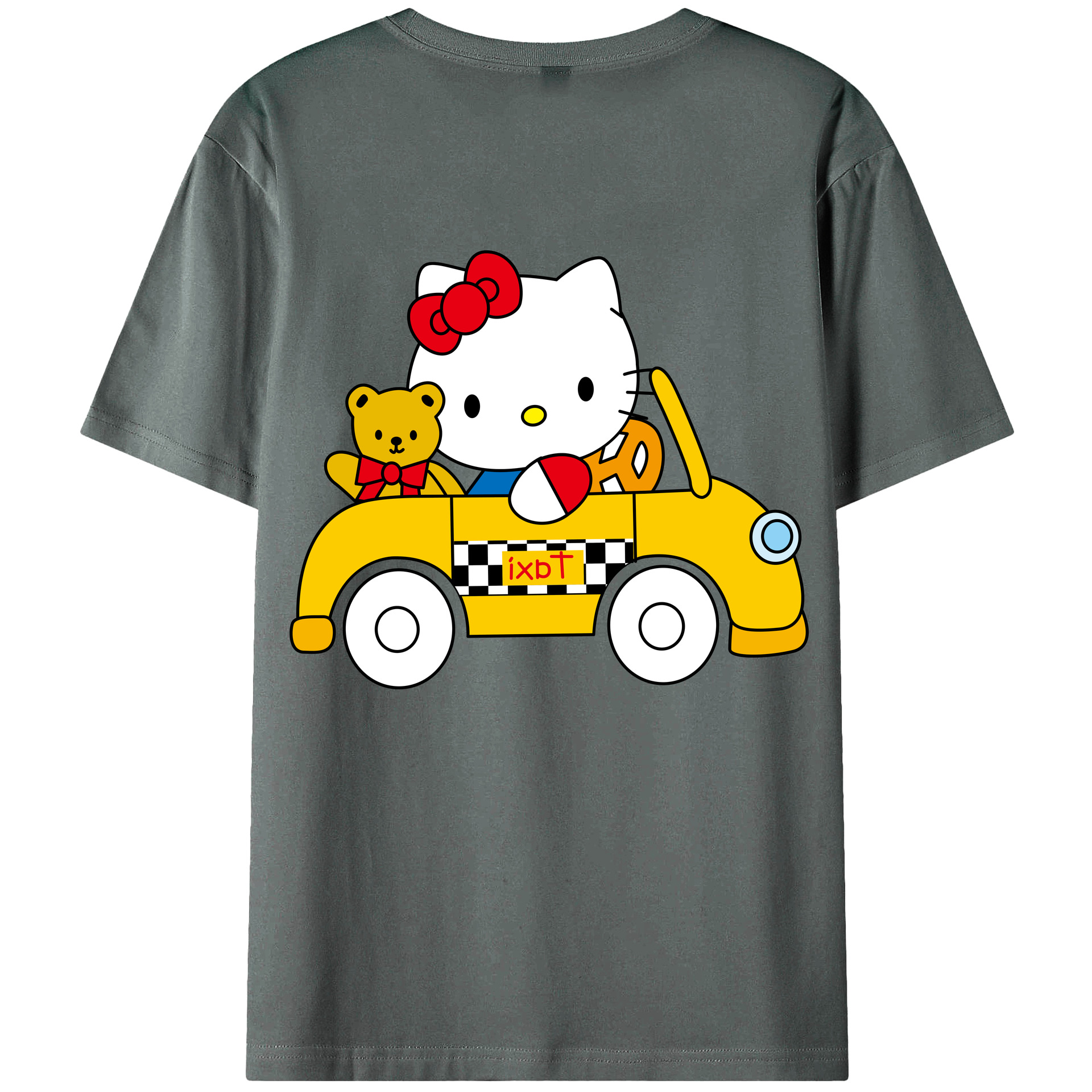 （画像用） Hello Kitty ハローキティ 綿100％ メンズ半袖Tシャツ（バックプリント） 通気性